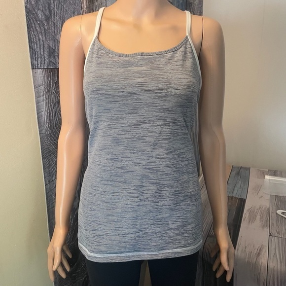 Lululemon Grey and white strap tank w/ built in bra size 12 (EUC) - Picture 1 of 3